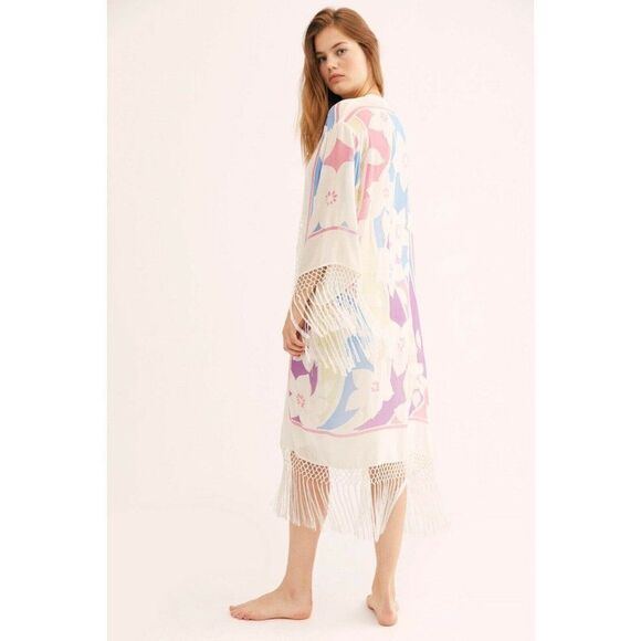 NWT FREE PEOPLE SUPER BLOOM BURNOUT VELVET KIMONO - Picture 2 of 6